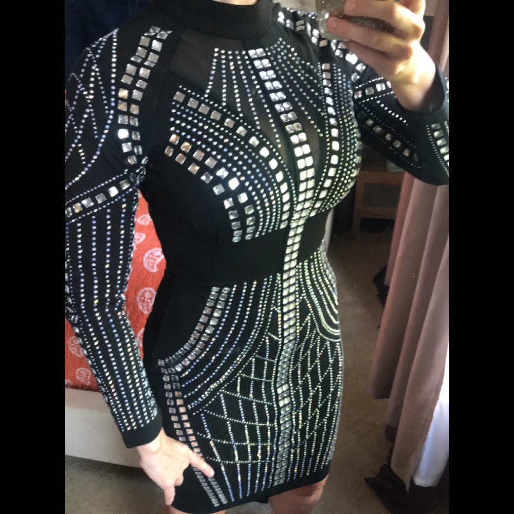 Sparkly black dazzling midi dress